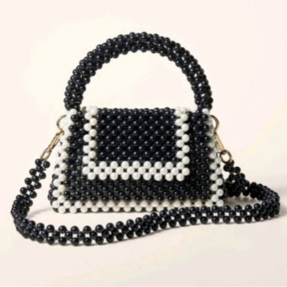 Kate Spade New York Target Colorblock  Beaded Crossbody Bag Black White Purse